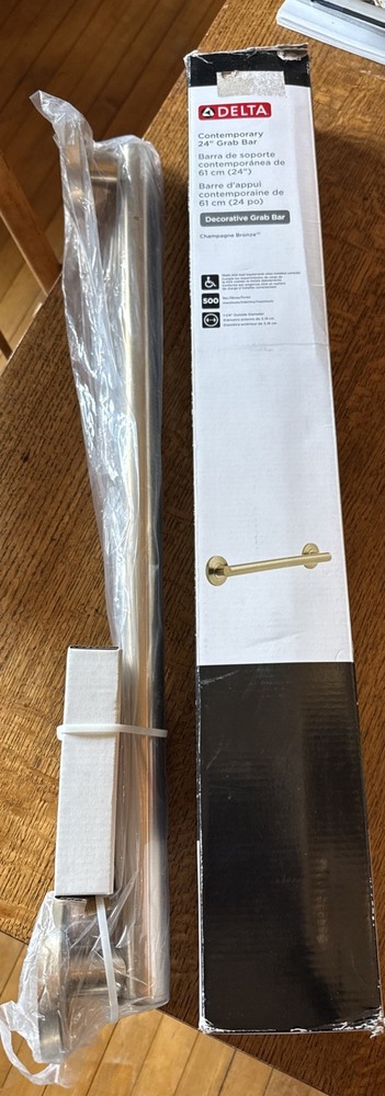Delta Contemporary Grab Bar 24” 41824-CZ Concealed Mounting Champagne Bronze