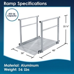Aluminum Wheelchair Ramp with Handrails – 4′ L