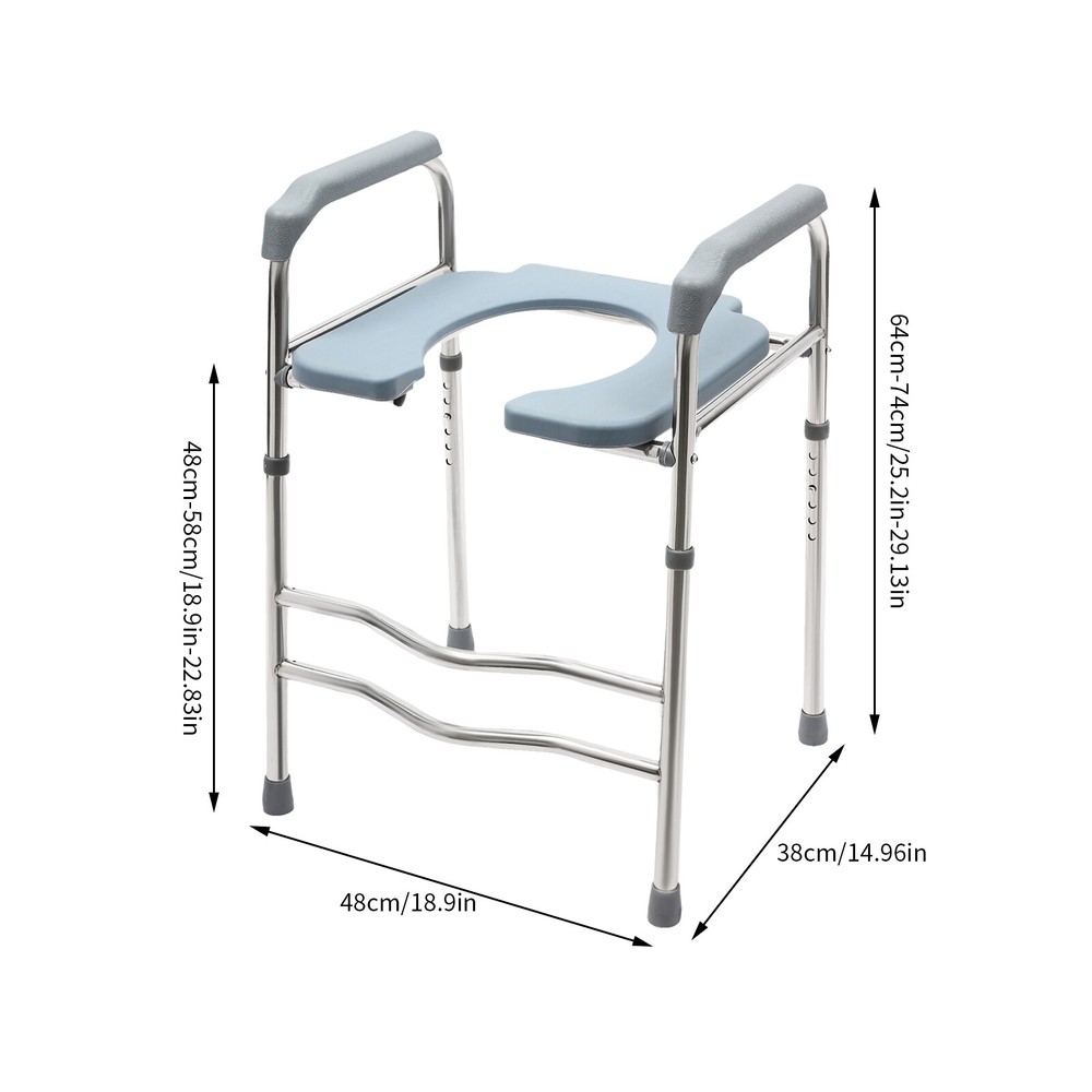 25.2-29.13in Raised Toilet Seat Riser w/ Arms For Elderly Handicap Bathroom USA
