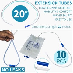 VWJ 10 Pack 20 Inch Leg Bag Extension Tubing – Flexible, Latex-Free Drainage …