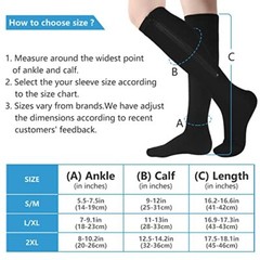 2Pairs Compression Socks with Zipper, Stretchable Zip Up Compression Socks, L-XL