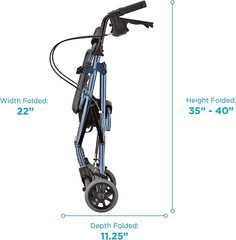 NOVA GetGo Petite Rollator Walker- Hgt 4’10“-5’4″; 18.5” Seat Hgt; Good Use BLUE