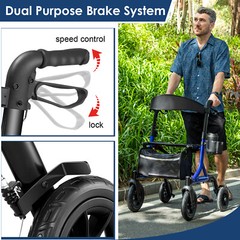 All-Terrain Rollator Walker with Non-Pneumatic Tire 12” Front Rubber Wheels USA