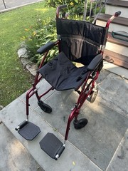 Medline MDS808200F3R 19in. Ultralight Transport Wheelchair – Red