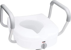 Comfortable Gray White Toilet Seat Riser with Handles for Seniors 5 Inches High