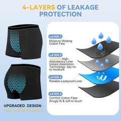 Men’S Incontinence Underwear – Upgraded 200Ml Absorbency Leakproof Boxer Briefs