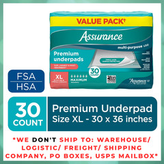 Assurance Unisex Premium Underpad for Adults, XL , Maximum Absorbency (30 Count)
