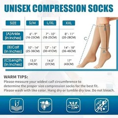 Compression Socks(Pack of 2pcs)Stocking 20-30mmHg Knee High Support Open Toe Zip