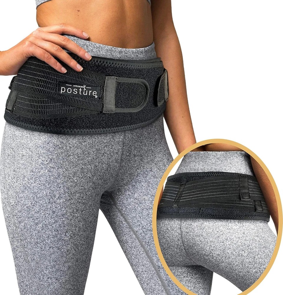 Sacroiliac Hip Belt SI Joint Support Brace for Sciatica Lower Back Pain Black…