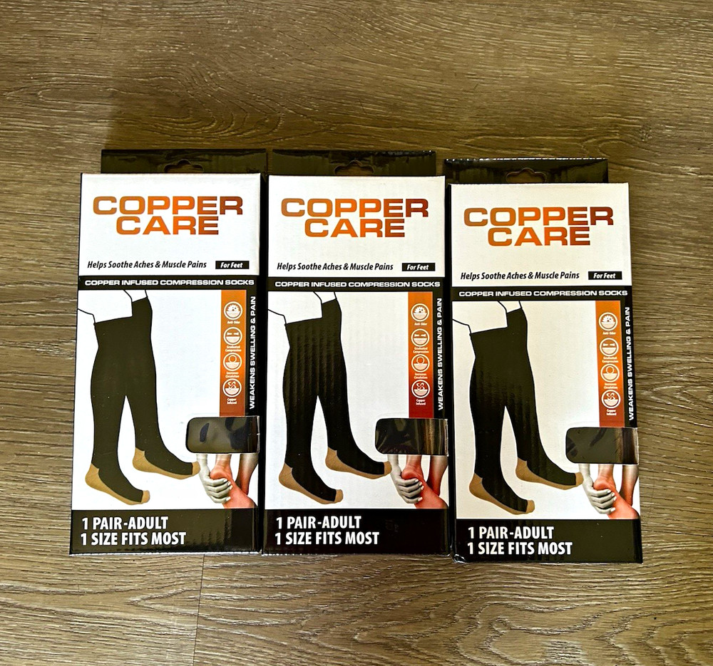 Copper Care Copper Infused Compression Socks/Hose Black Anti-Odor CC-15BK01