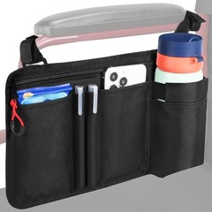 Wheelchair Side Bag Black, Adjustable Strap, Zipper Closure, Utility Pocket