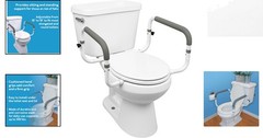 Durable Toilet Safety Frame – Cushioned Grab Bars, Supports Up to 300lbs, White