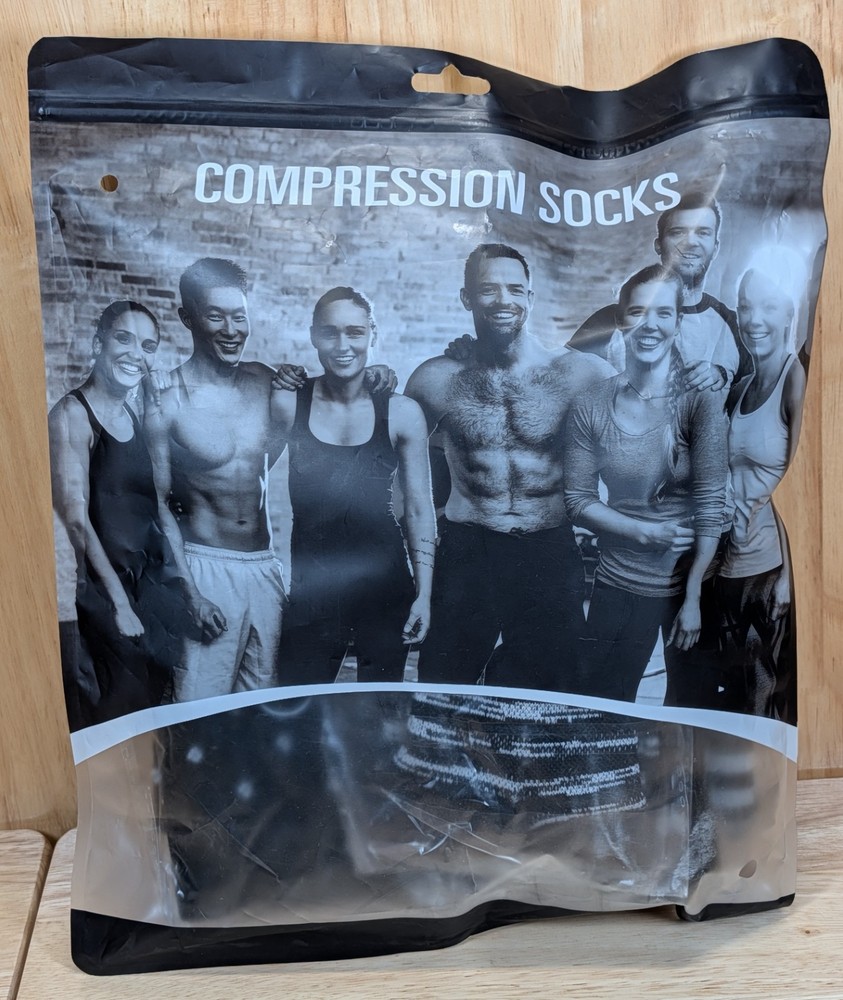 Compression Socks Lot of 5 Pairs Black Gray Unisex S/M Athletic Support