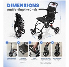 Lightweight Foldable Transport Wheelchair Brand New In Box Never Used In Box