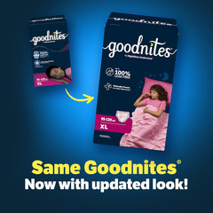 Goodnites Girls‘ Nighttime Bedwetting Underwear, Size Extra Large (95-120 Lbs),