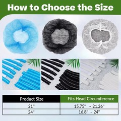 100 Pcs Polypropylene Bouffant Caps,21″/24″ Disposable Non-Woven Hair Nets,No…