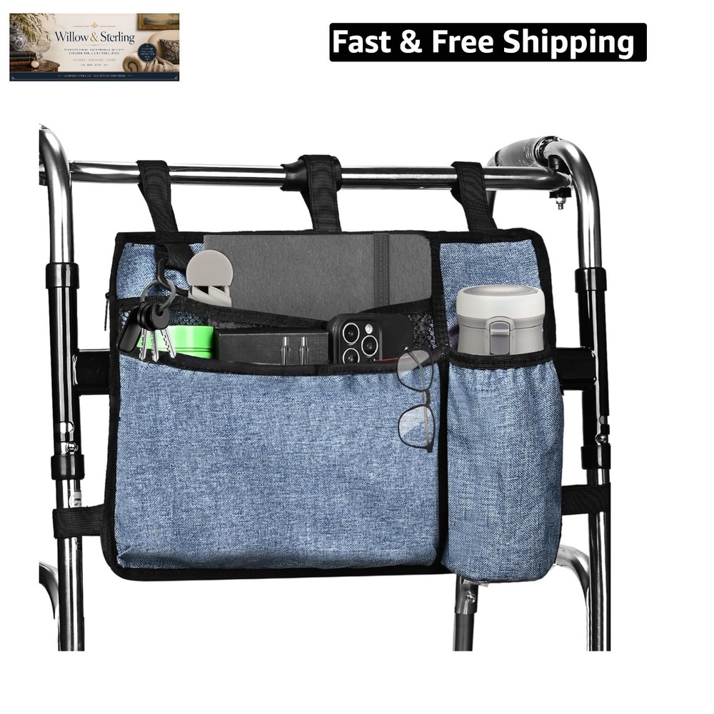 Dark Blue Walker Storage Bag with Cup Holder – Foldable Water Resistant Large…