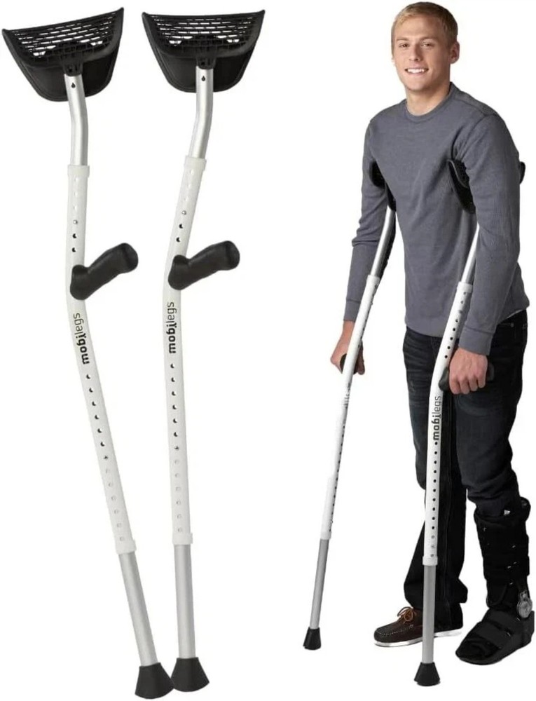 Ultra A300 Universal Crutches Comfortable Ergonomic 300lbs Max White 4’9″- 6’4″