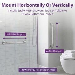 18 Inch Grab Bars for Bathtubs and Showers – Chrome Knurled Bathroom Safety R…