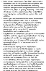 ShieldEase Washable Incontinence Underwear For Men L Burgundy Gray