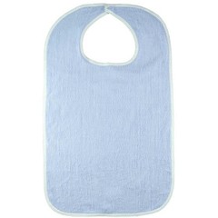 Adult Bib Blue White Terry Cotton Nylon Hook and Loop Closure 30 x 18-In NEW
