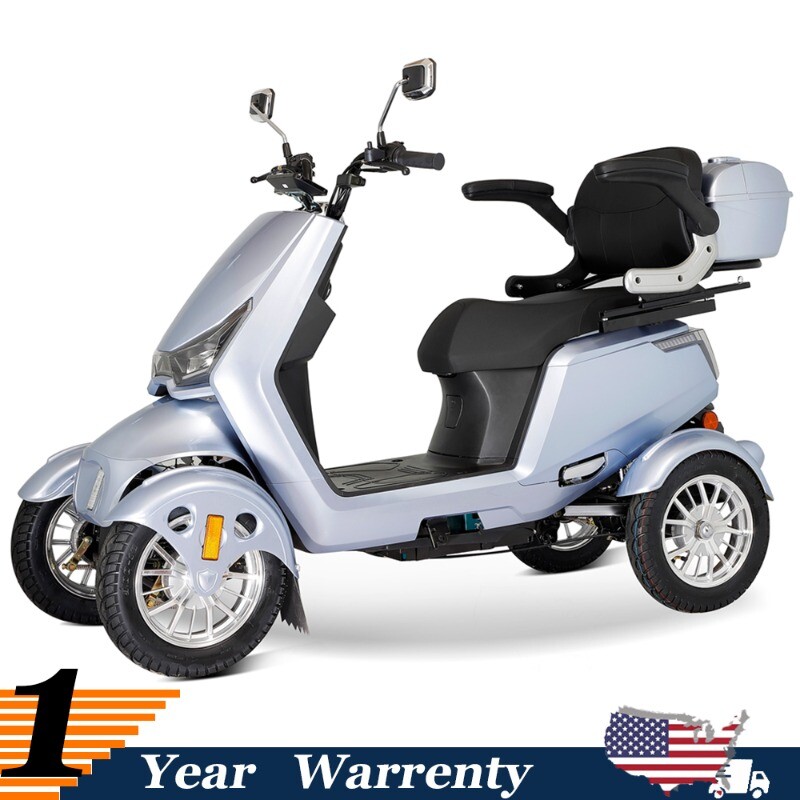4 Wheel Mobility Scooter for Adult 800W Electric HeavyDuty Scooter 500lbs Silver