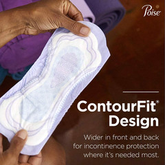 Poise Incontinence Pads for Women, Light 3 Drop, Long Length, 4 Pack (96 Count)