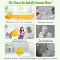Commode Liners for Bedside Portable Toilet Chair Bucket 120 Count Lavender Sc…