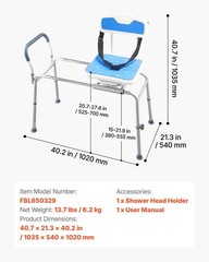 Sliding Shower Chair w/ Backrest: Swivel Seat, 400lb, 15-Level Height Adjustment