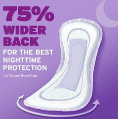Poise Overnight Incontinence Pads for Women, 8 Drop Extra Coverage, 36 Count