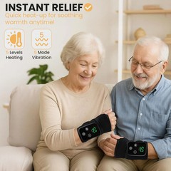 Cordless Wrist Heating Pad for Pain Relief – 5 Heat Levels & Vibration, 3000mAh