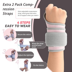 2 Pack Copper Wrist Brace Support for Carpal Tunnel, Pain Relief, Arthritis, Ten