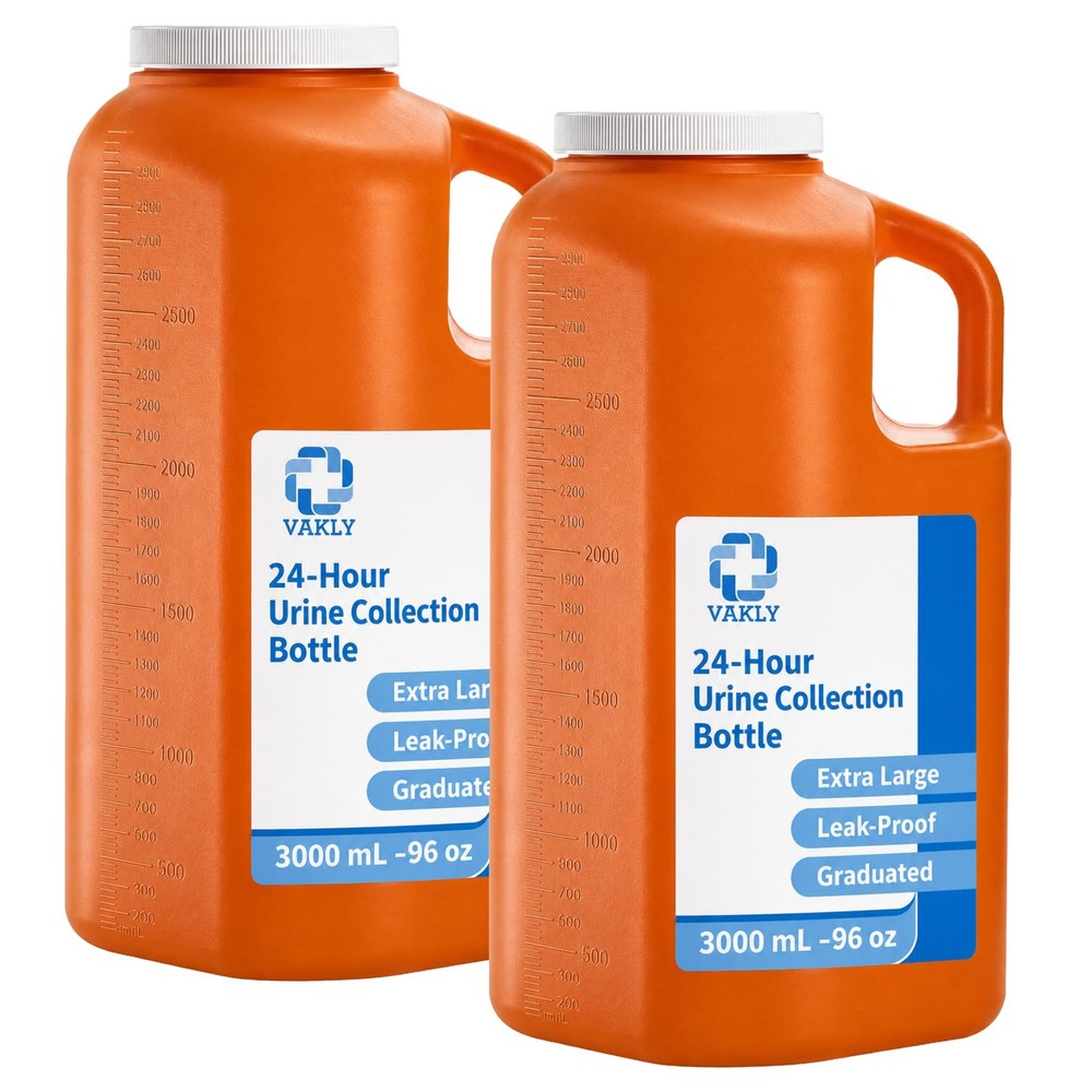 Vakly 24-Hour Urine Collection Bottle (Pack of 2) – Large Graduated Container wi