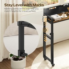 Recliner Table W/ Wheels Overbed Table Height Adjustable W/ Charging Station