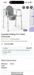 Steel Drop-Arm Commode G1-301DX1 Toilet By Guardian