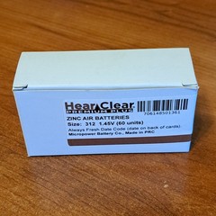 HearClear Size 312 Zinc Air 1.45V Hearing Aid Batteries Lot Of 10 6-Packs (60)