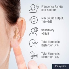 Wireless In-Ear Hearing Amplifier Device Beige Noise Reduction 110dB