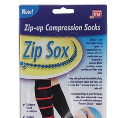 Zip Sox Zip-Up Compression Stockings Socks Black S/M Small Medium 1 Pair NEW