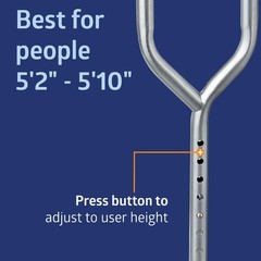 Medline Heavy Duty Bariatric Crutches 650 lb Capacity Aluminum Gray Adult