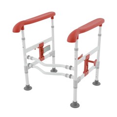 Steel Toilet Safety Rails w/ Fixable Clamp Adjustable Handicap Frame Max.330lbs