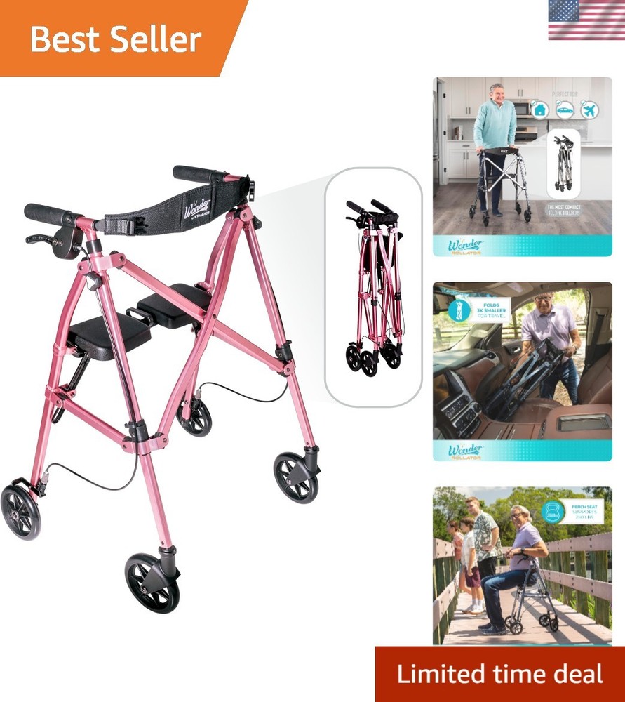 Space Saver Rollator, Lightweight Folding Rolling Walker with Seat for Senior…