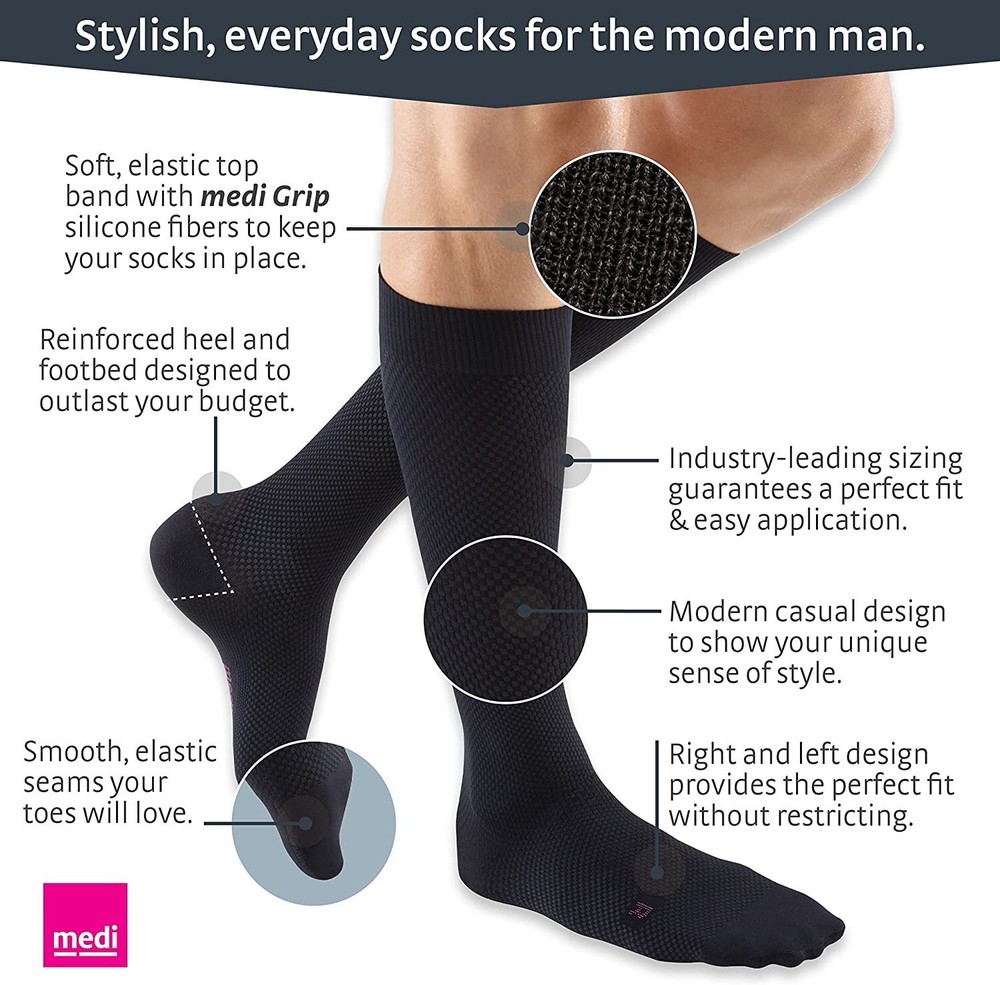 mediven for men select, 20-30 mmHg, Calf High Compression Stockings, Closed Toe