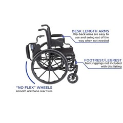 Invacare 9000 XT Lightweight Wheelchair, 18in Seat, Desk Arms, Black Satin