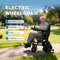 Ultralight 36Lbs Foldable Electric Wheelchair Adults Seniors 12 Mile Range All