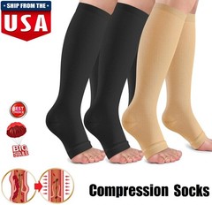 Breathable Fabric Medical Compression Socks Open Toe Stockings for Women Men USA