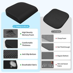 TranquilRelax Large Seat Cushion, Memory Foam Cushion for Long Sitting Hours …