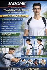 JADOME Adjustable Breathable Back Shoulder Posture Corrector One Size Black