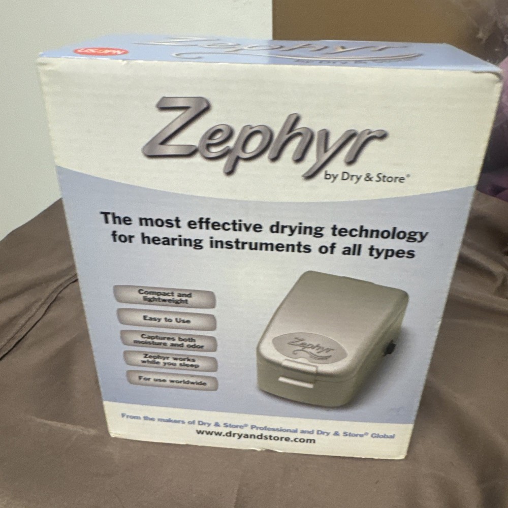 Zephyr by Dry & Store Hearing Aid Dryer Tinnitus Cochlear Ear Monitors NEW