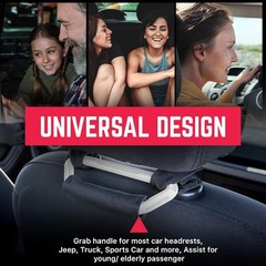 GP BackGrip PRO, Headrest Car Passenger Hand Grip for Truck & Aluminum, White