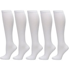 (5 Pairs) Compression 15-20mmHg Graduated Support Socks Calf Mens Womens S-XXL